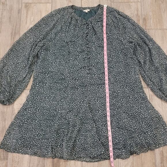 Joie Dress Women Size XXL Arctic Animal Leopard Print Balloon Sleeve Sheer Green - Picture 6 of 15